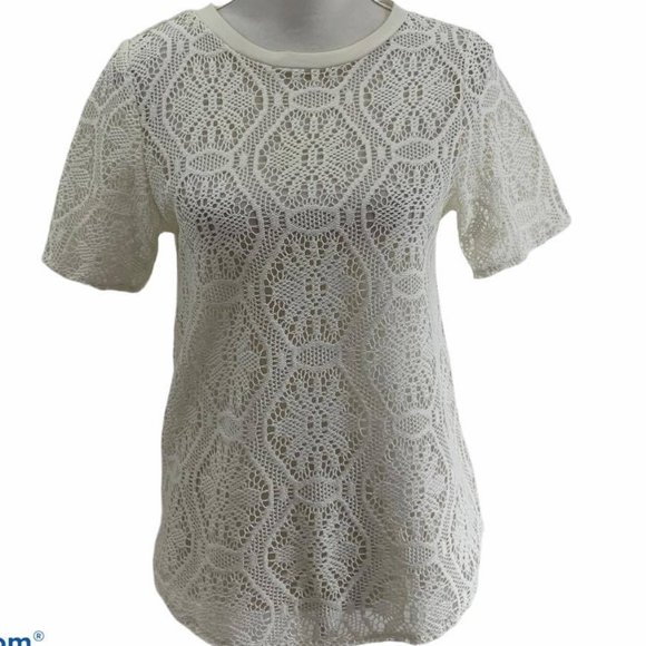 Banana Republic Tops - Banana Republic Sz S top white lacey sheer s/s